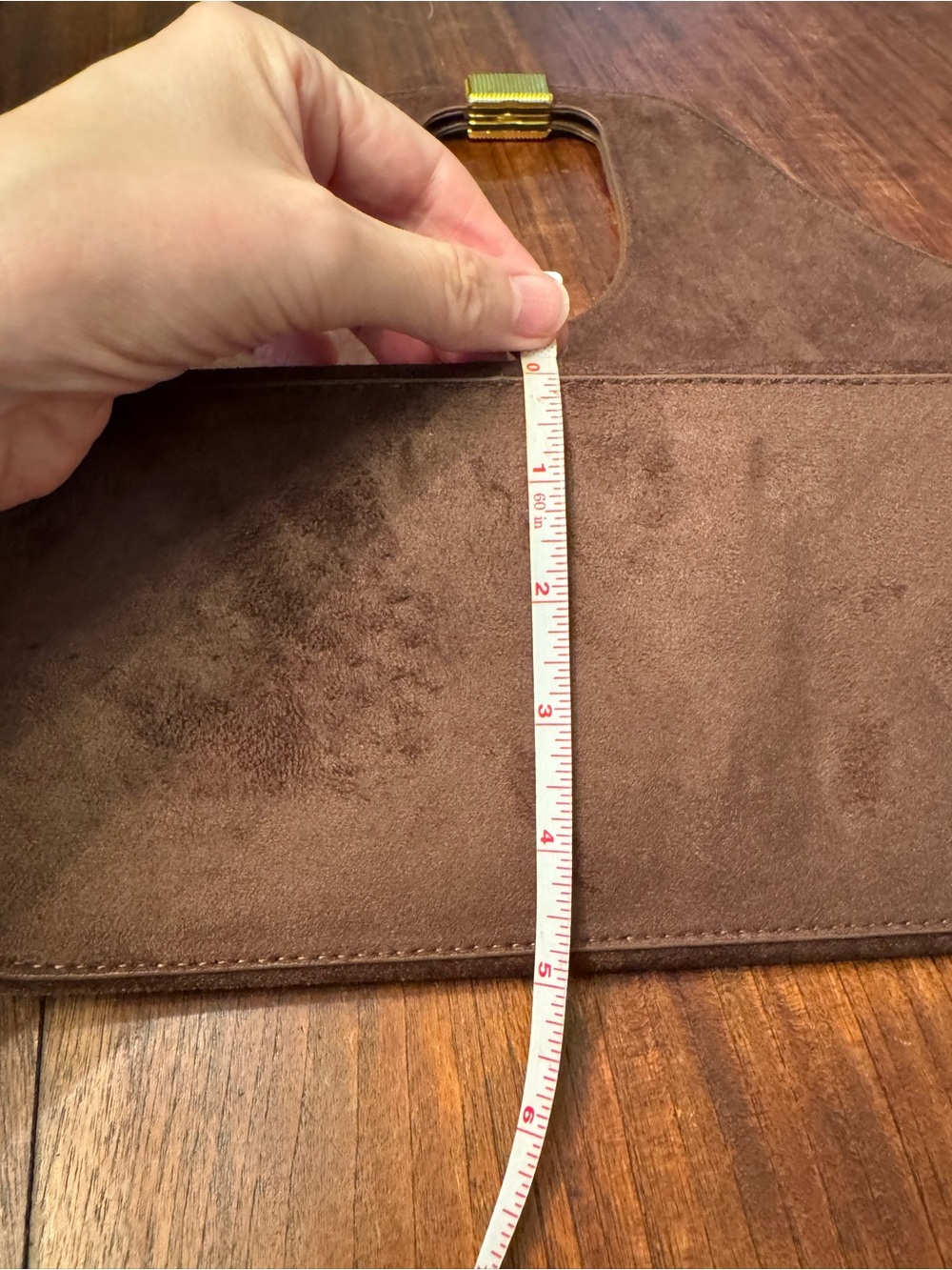 Anthropologie Faux-Suede Gilded Handle Tote Bag — Chocolate NWT - Picture 12 of 13